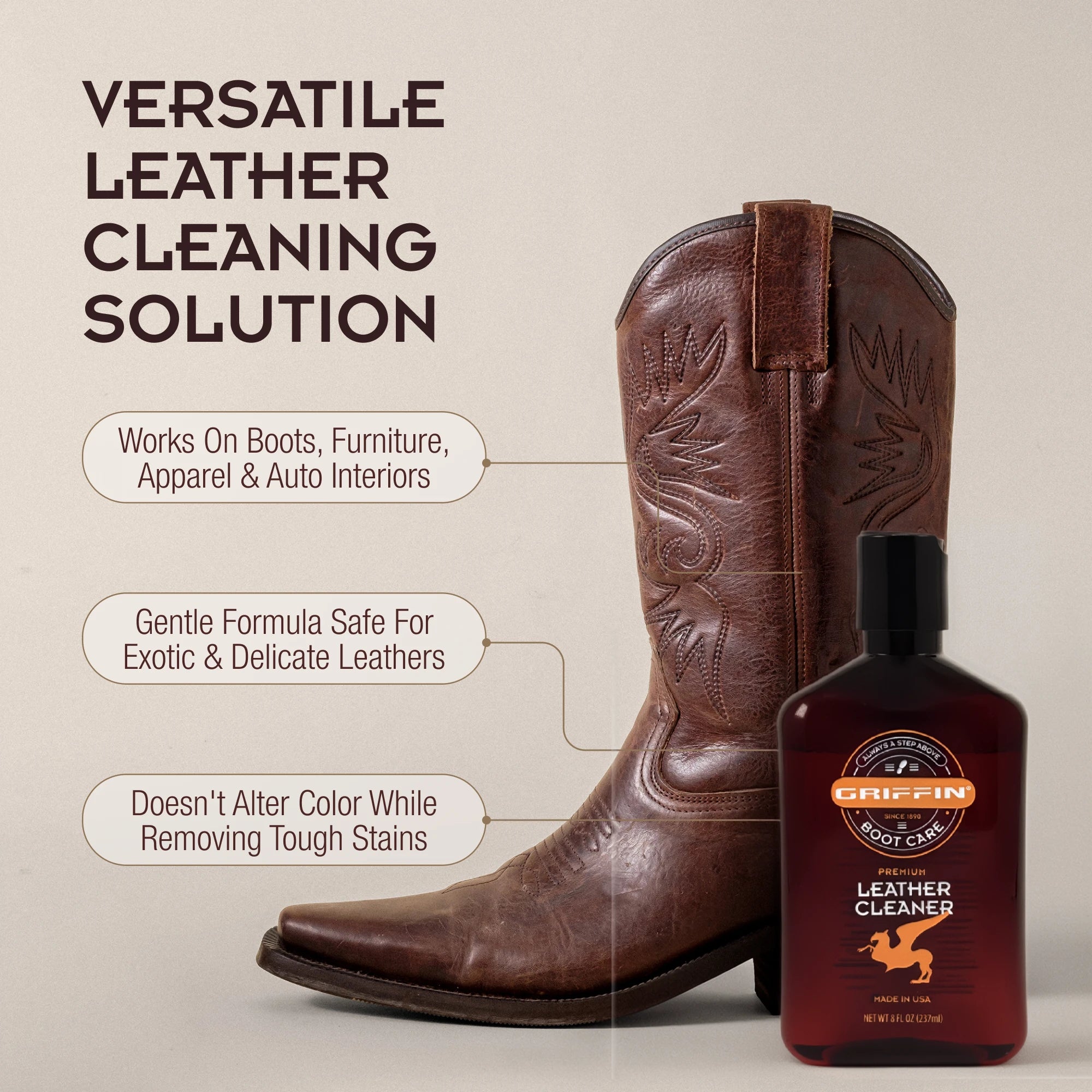 Versatile Leather Cleaner Boot Care Solution