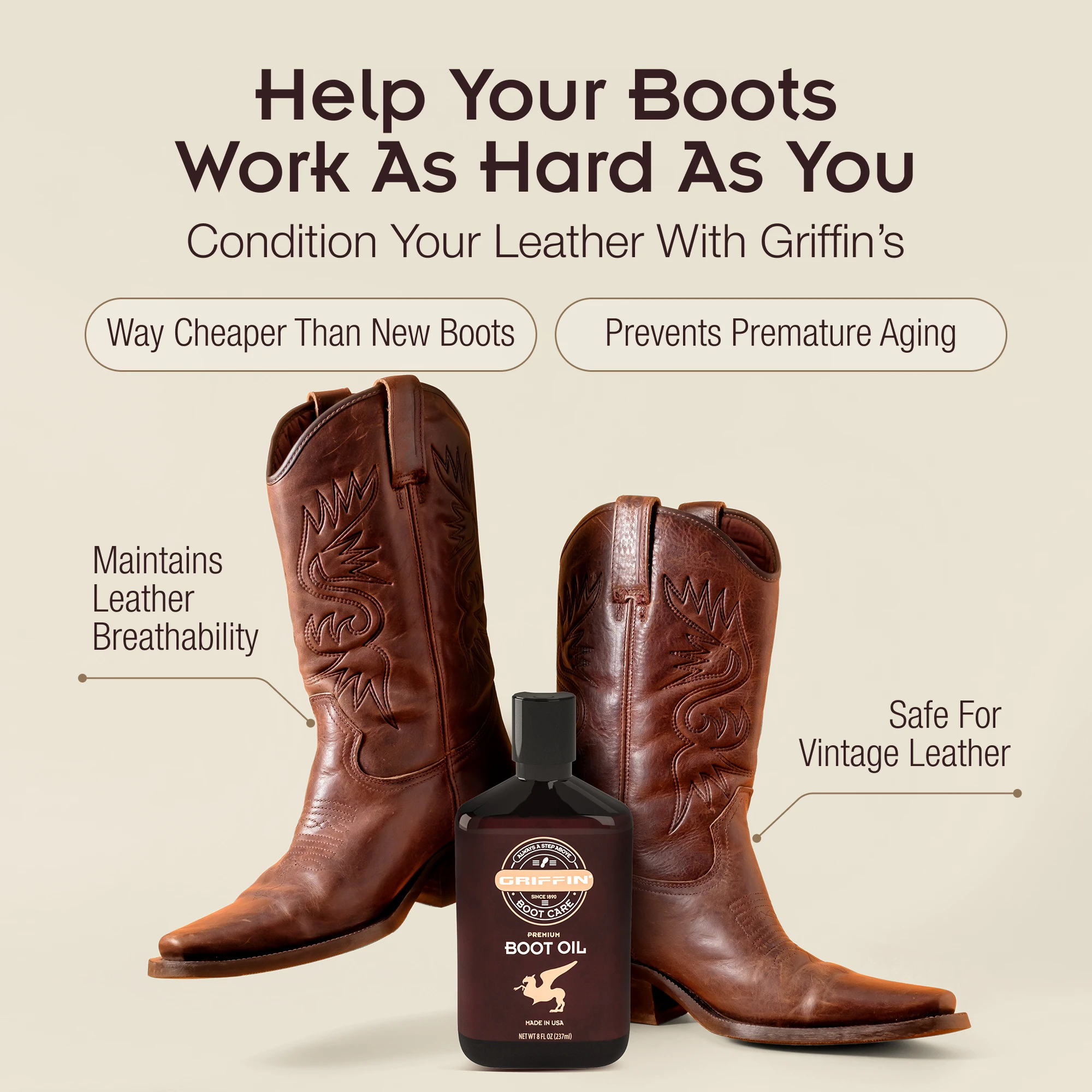 Leather restoration, boot care, boot oil, cowboy boots, work boots, leather care, re-hydrating